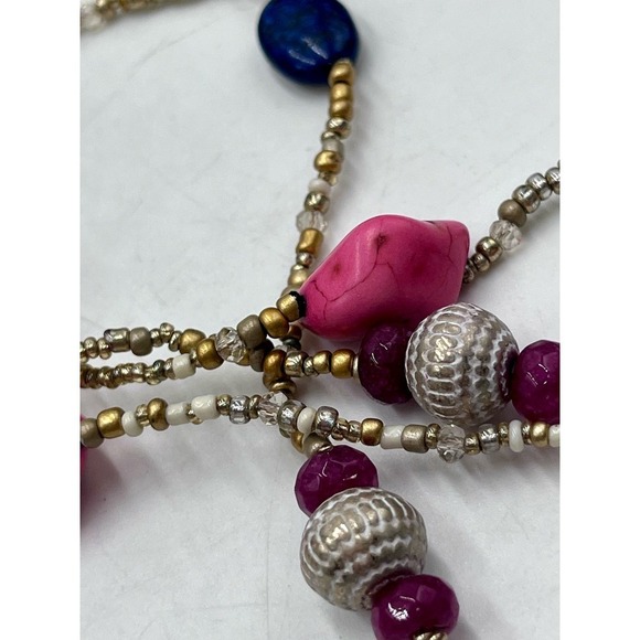 CHICO'S Multi Color and Shapes Beaded Double Strand Matte Gold Tone Necklace - Picture 13 of 16